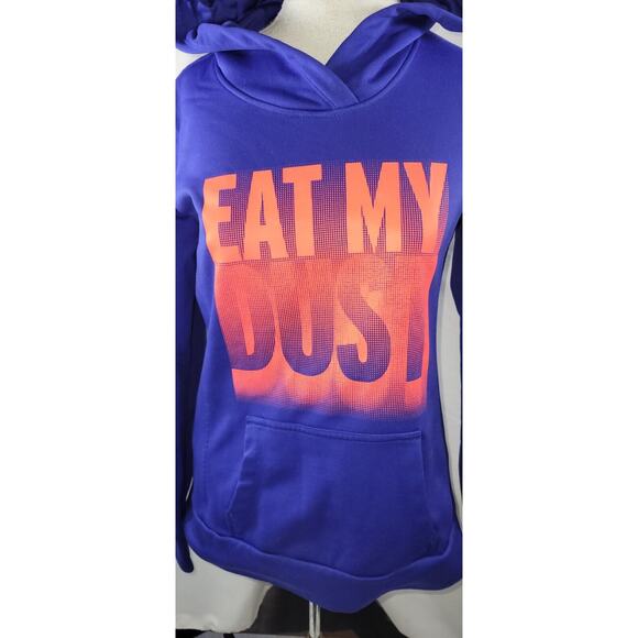 The North Face Womens Small Blue Orange Eat My Dust Pocket Hooded Sweatshirt - Picture 2 of 13